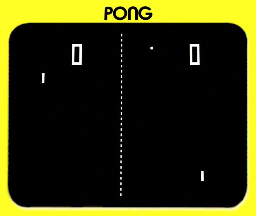 Screenshot of Pong, the ping-pong simulation video game developed by Atari and released in 1972